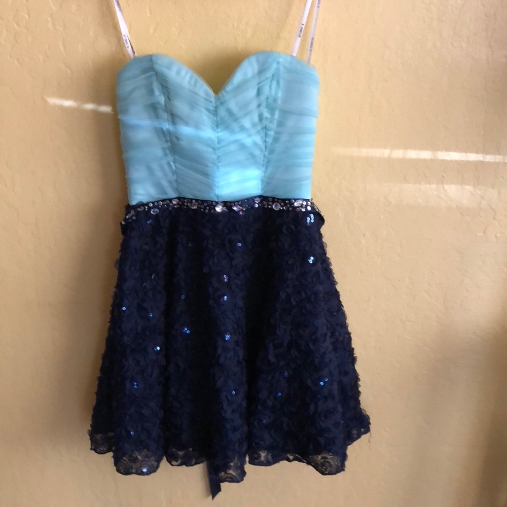 Light blue and teal dress